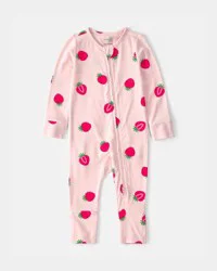 Carter's Baby Girl Strawberry PurelySoft Sleep & Play Pajama - Pink NB