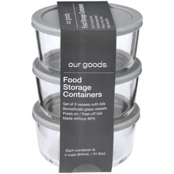 our goods Round Borosilicate Glass Food Storage Container