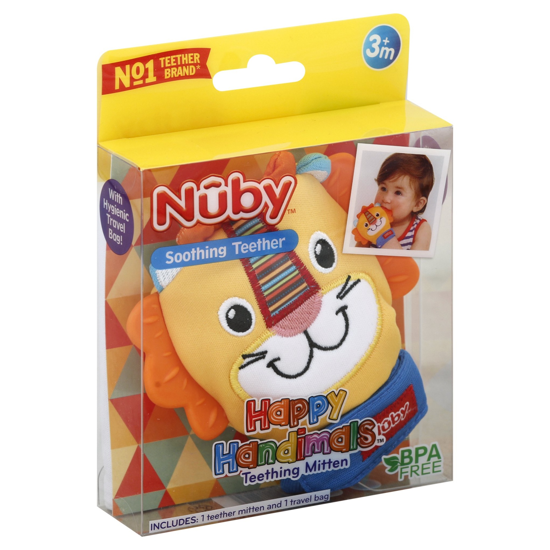 slide 1 of 1, Nuby Happy Hands Teething Mitten, 1 ct