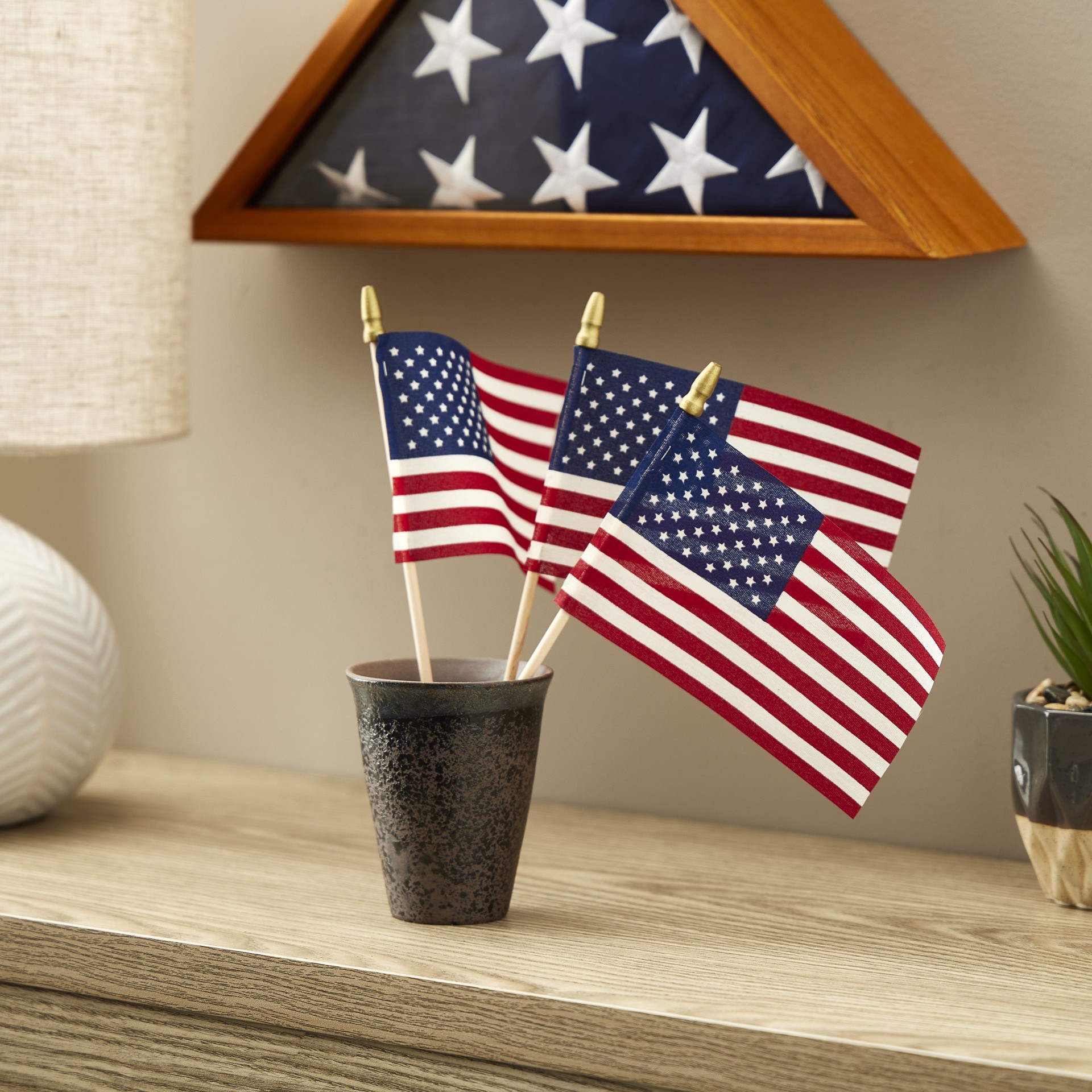 slide 3 of 3, VALLEY FORGE 4"X6" U.S. Stick Flags, 4Pk, 1 ct