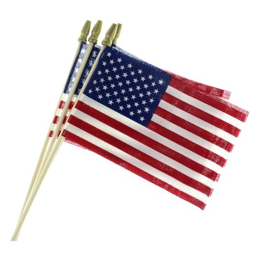 slide 1 of 3, VALLEY FORGE 4"X6" U.S. Stick Flags, 4Pk, 1 ct
