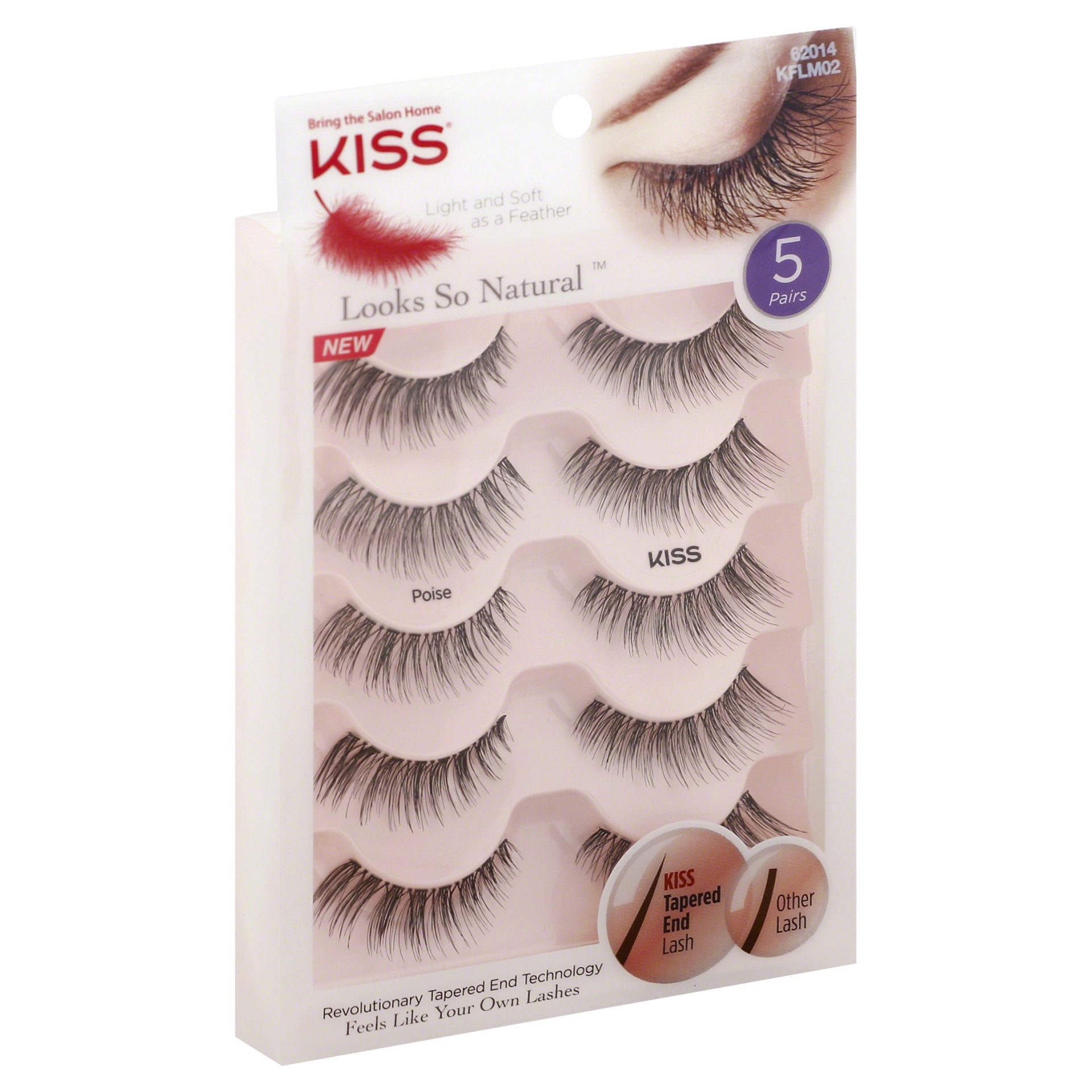 slide 1 of 1, Kiss Poise Looks So Natural Eyelashes, 5 pair