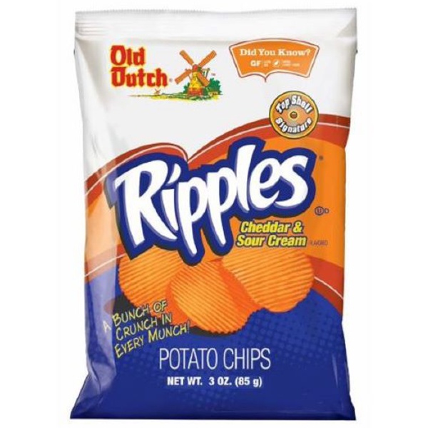 slide 1 of 1, Old Dutch Cheddar Sour Cream Ripples Chips, 3 oz