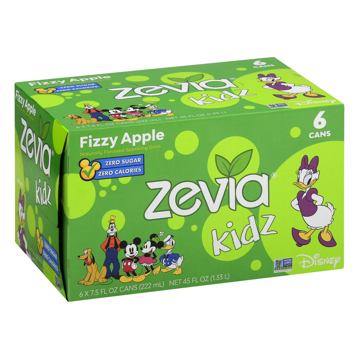 slide 4 of 9, Zevia Kidz Disney Fizzy Apple Sparkling Drink 6 - 7.5 fl oz Cans, 45 fl oz