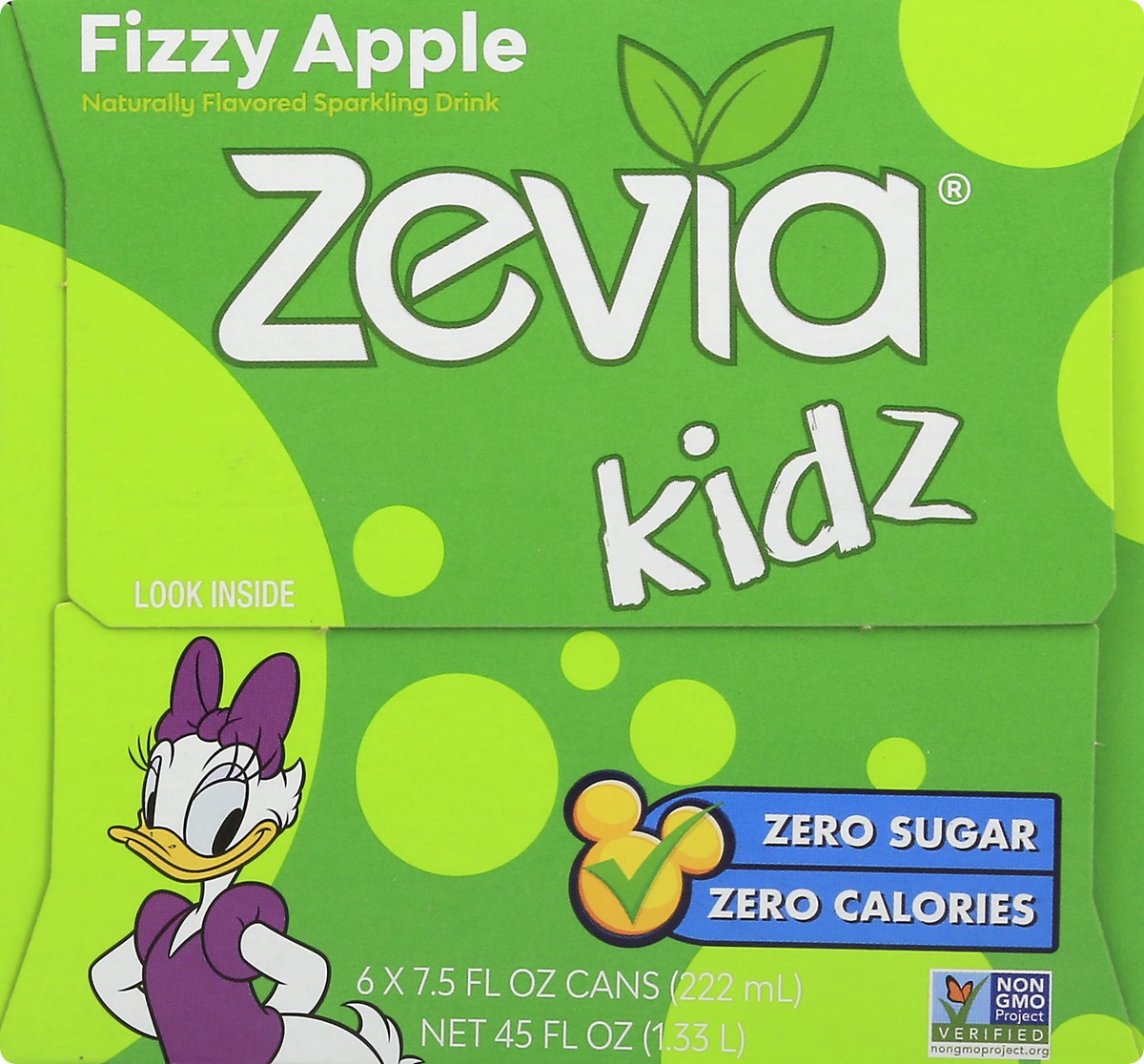 slide 8 of 9, Zevia Kidz Disney Fizzy Apple Sparkling Drink 6 - 7.5 fl oz Cans, 45 fl oz