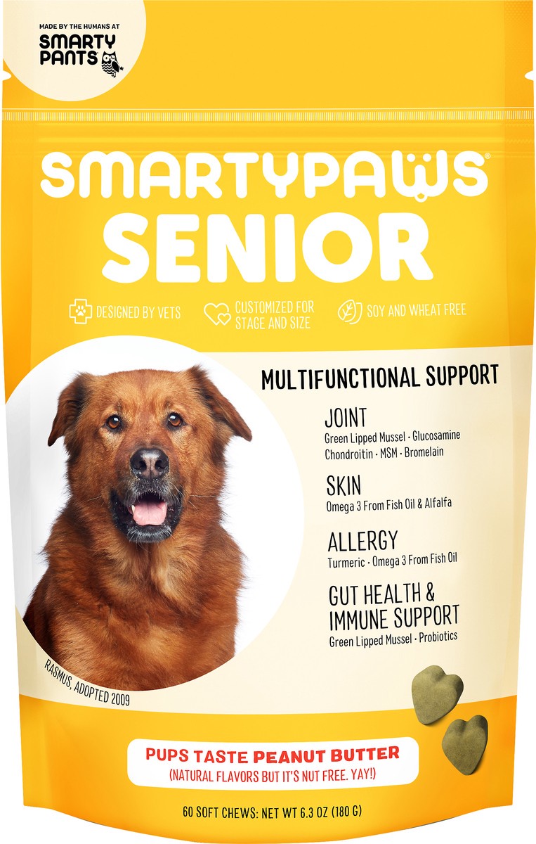 slide 3 of 5, SmartyPaws Senior Multifunction Support Dog Chews 60 ea, 60 ct