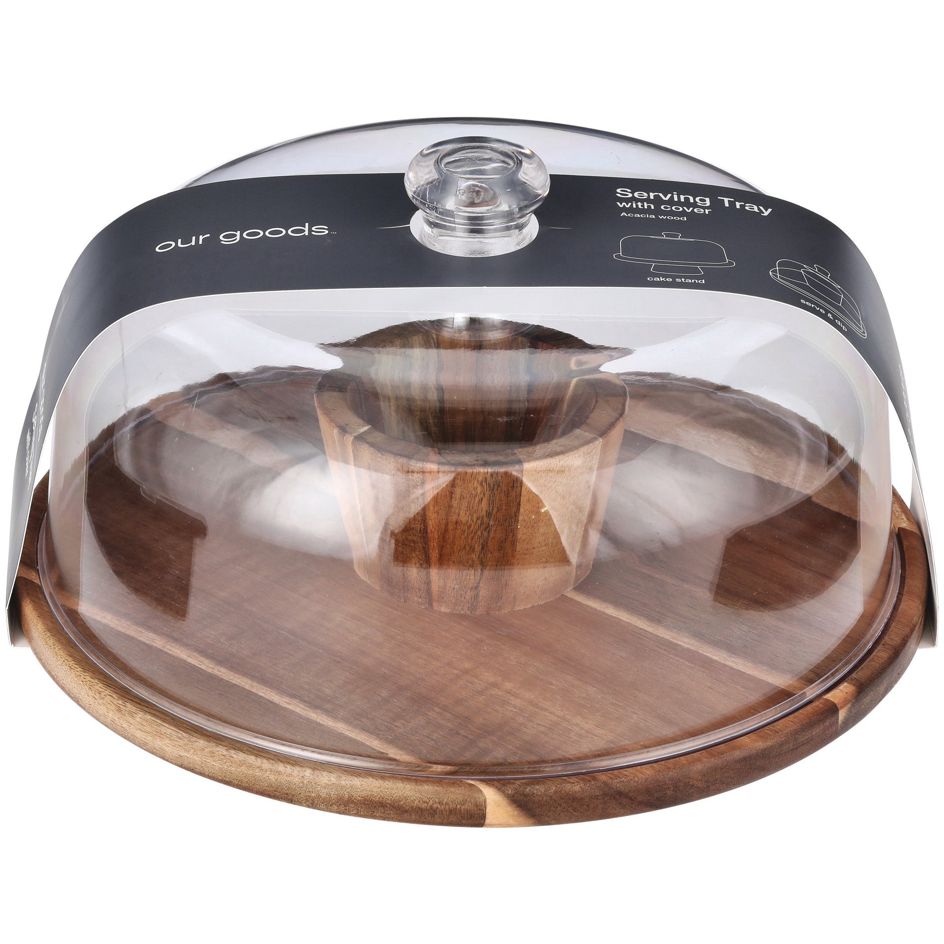 slide 1 of 1, our goods 2-in-1 Wood Serving Tray with Cover, 1 ct