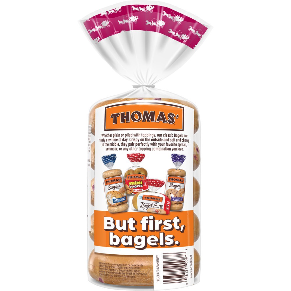 slide 3 of 5, Thomas' Limited Edition Cranberry Bagels, 5 count, 15.8 oz, 6 ct; 20 oz