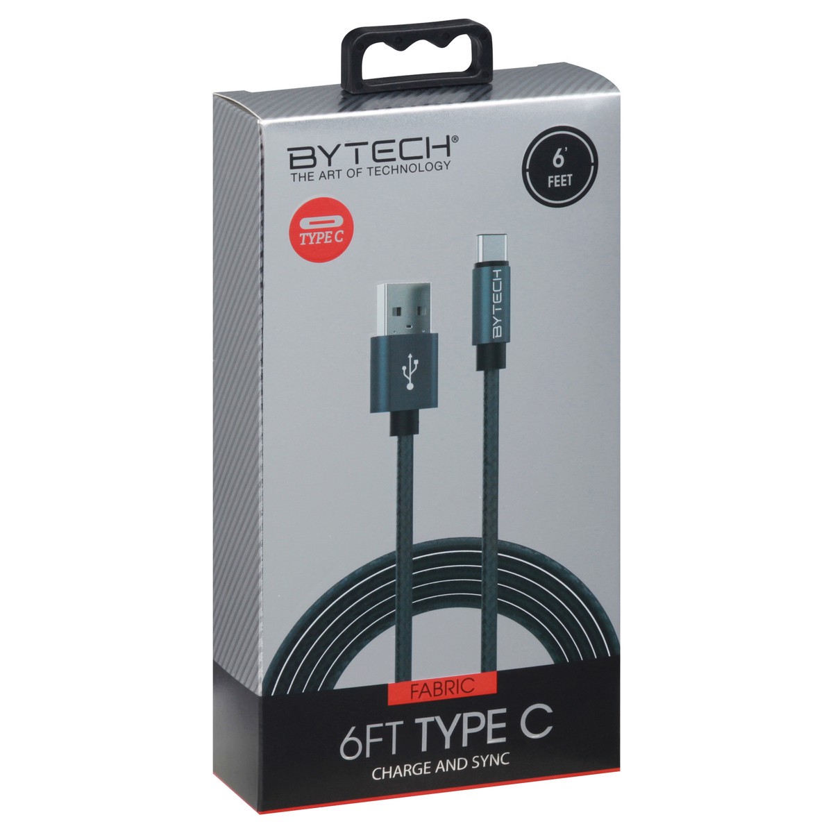 slide 4 of 12, Bytech Fabric Type-C USB Cable, Assorted, 6 ft