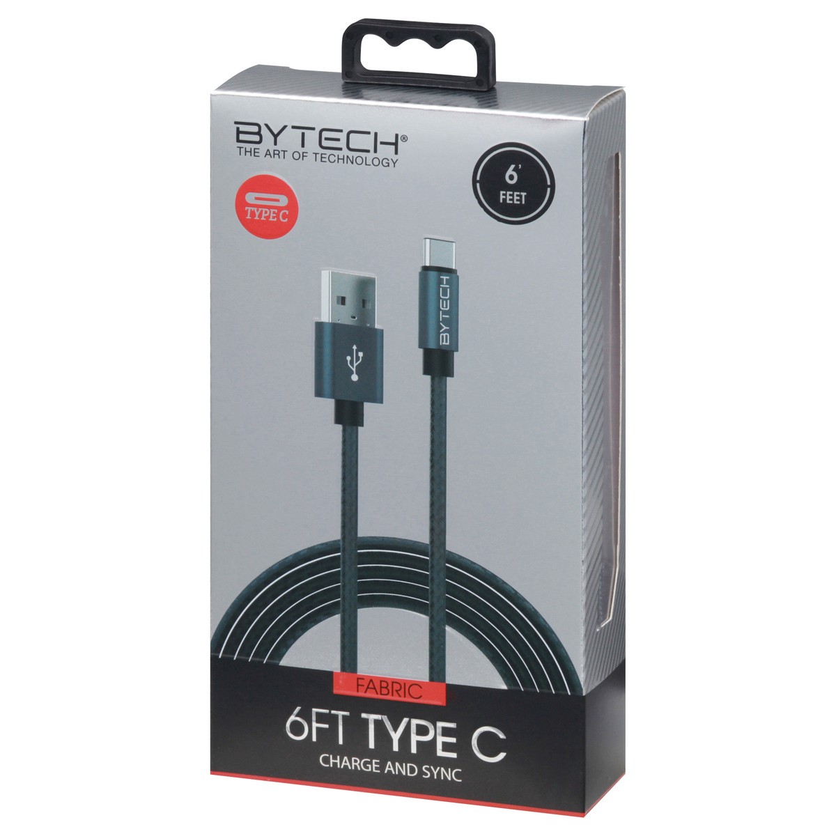 slide 11 of 12, Bytech Fabric Type-C USB Cable, Assorted, 6 ft