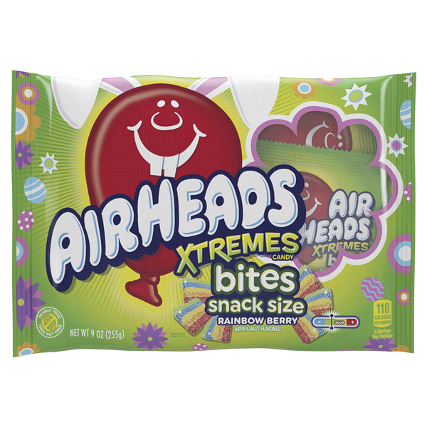 slide 1 of 1, Airheads Easter Xtremes Bites Snack Size Candy Rainbow Berry, 9.1 ct