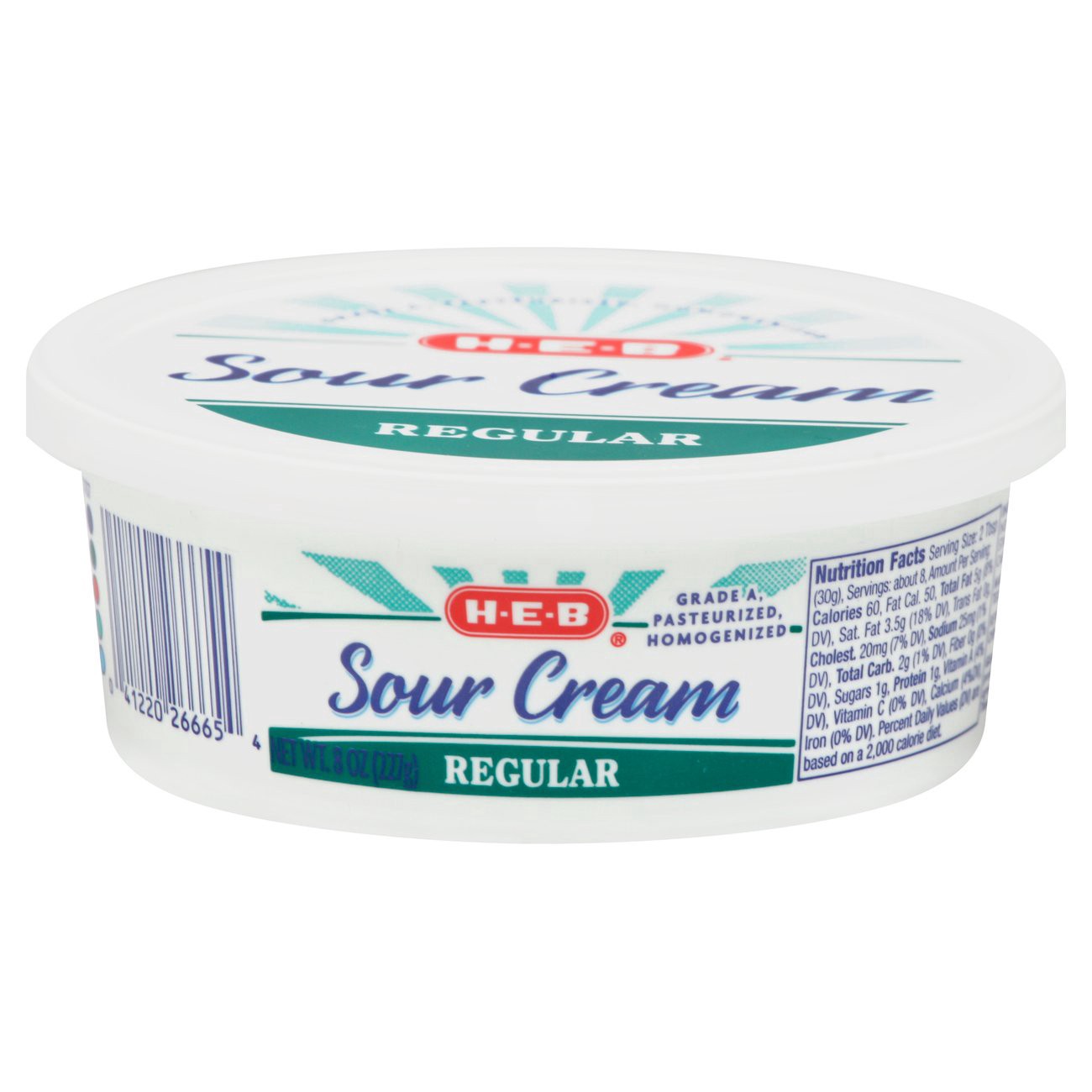 slide 1 of 1, H-E-B Regular Sour Cream, 8 oz
