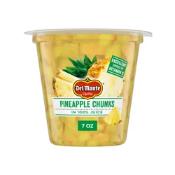Del Monte Pineapple Chunks in 100% Juice, 7 oz Cup