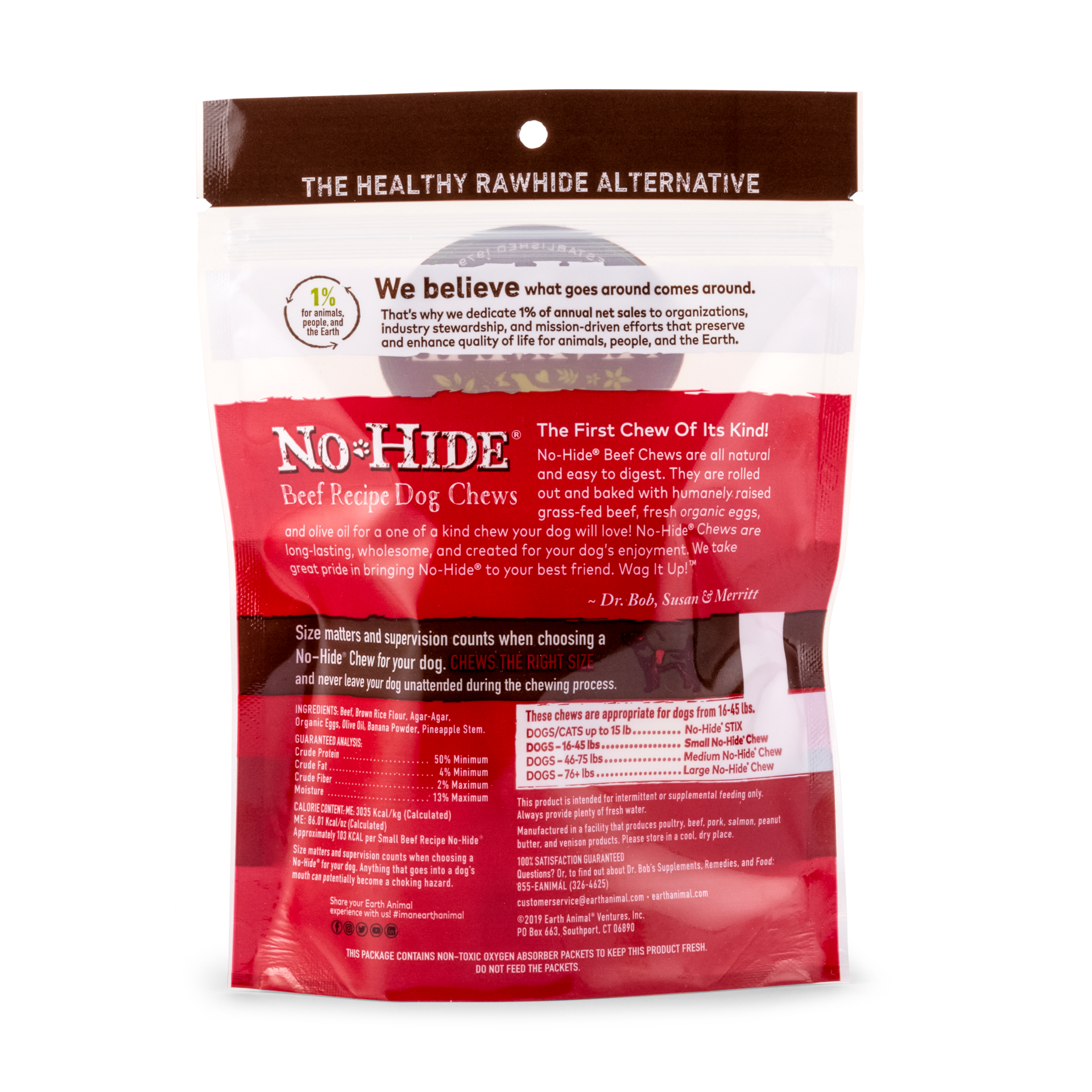 slide 2 of 5, Earth Animal No-Hide Grass-Fed Beef Small Natural Rawhide Alternative Dog Chews, 2 Pack, 1 ct