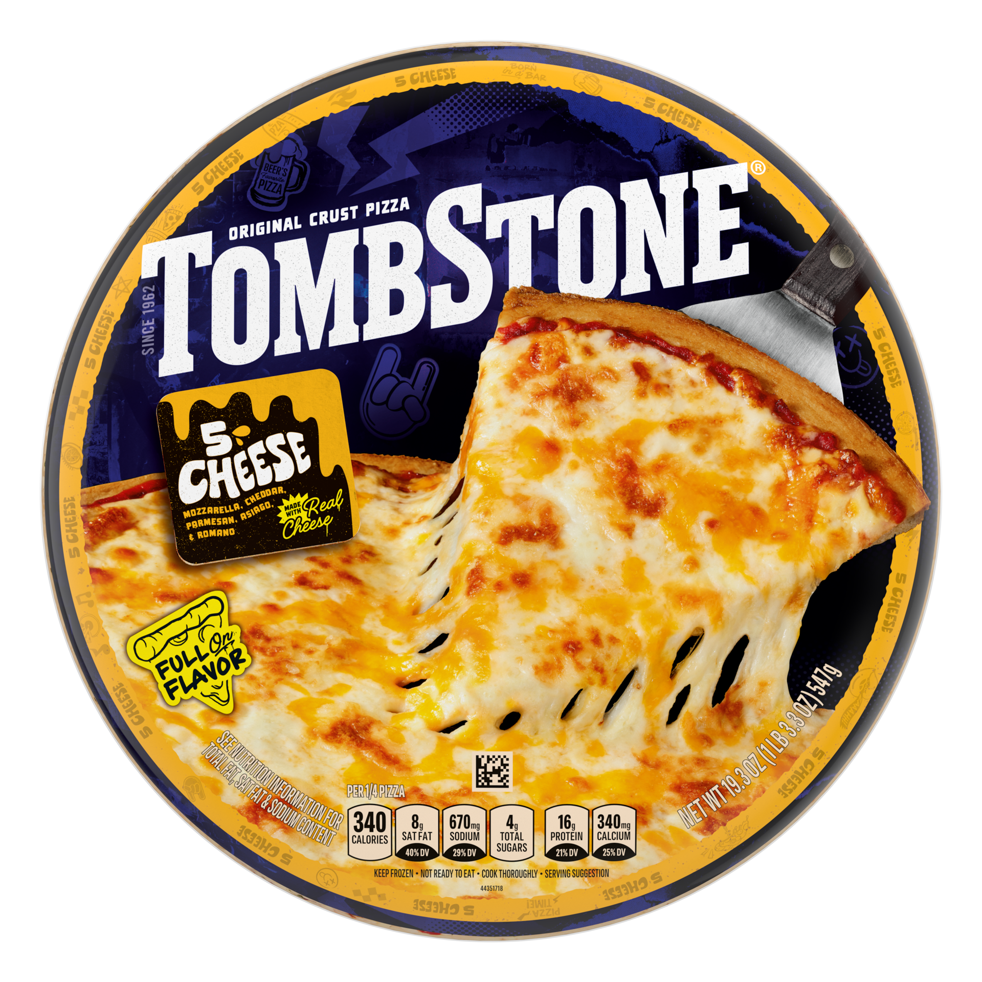 slide 1 of 12, Tombstone Original Crust Pizza, 5 Cheese Pizza, Freezer Pizza (Frozen), 19.3 oz