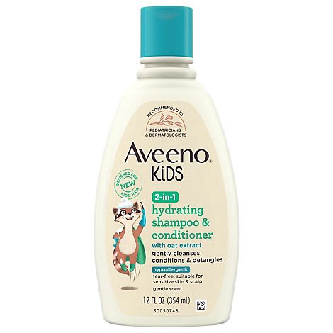 slide 1 of 1, Aveeno Kids 2 In 1 Hypoallergenic Shampoo & Conditioner - 12 Fl. Oz., 12 fl oz