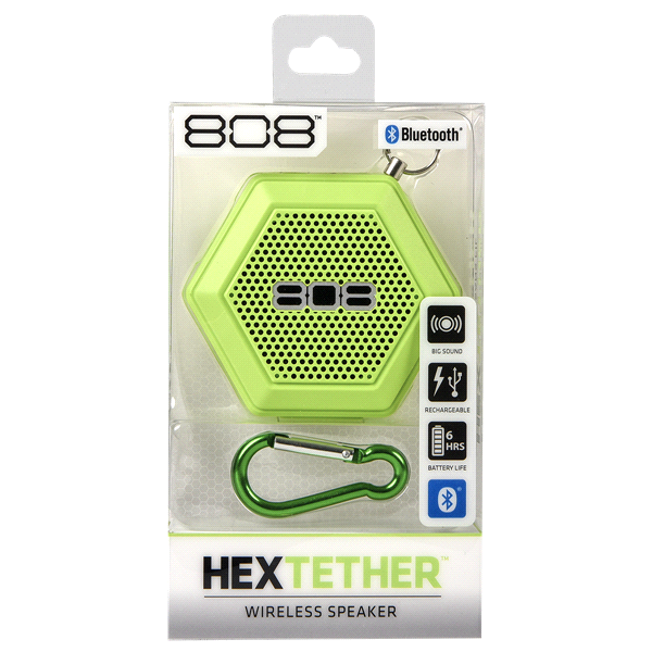 slide 1 of 1, 808 HEX Tether Bluetooth Speaker Green, 1 ct