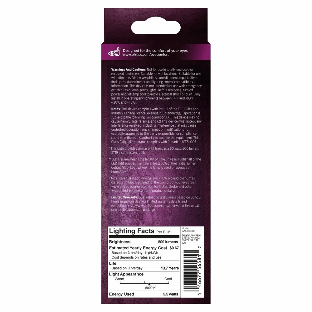 slide 2 of 2, Philips 5.5-Watt (60-Watt) E26 Led Light Bulb, 1 ct