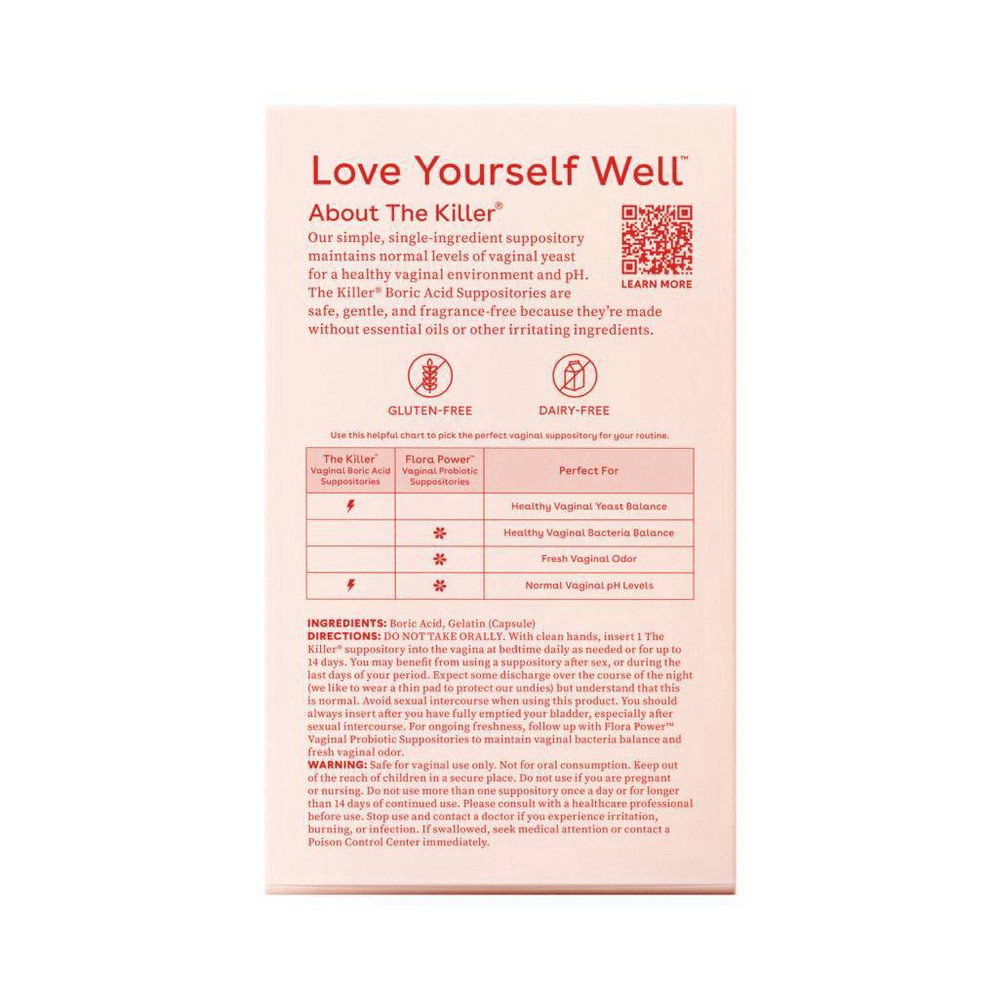 slide 7 of 7, Love Wellness The Killer Boric Acid Suppositories - 14ct, 14 ct