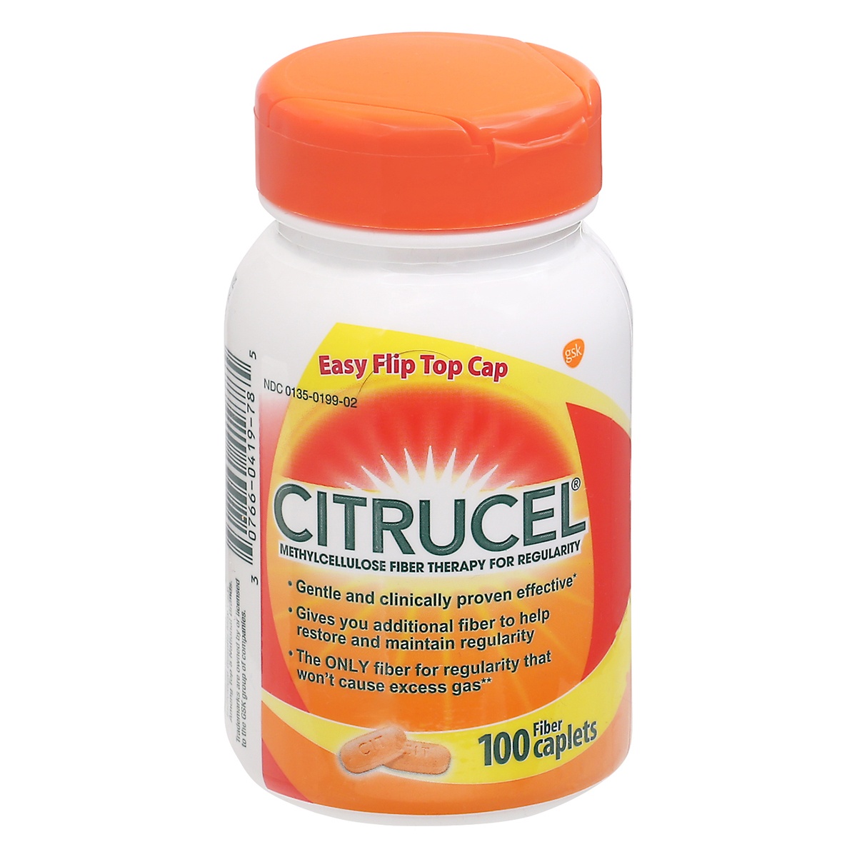 slide 1 of 1, Citrucel Methylcellulose Fiber Caplets for Occasional Constipation Relief, Orange Flavor - 100 Count, 100 ct