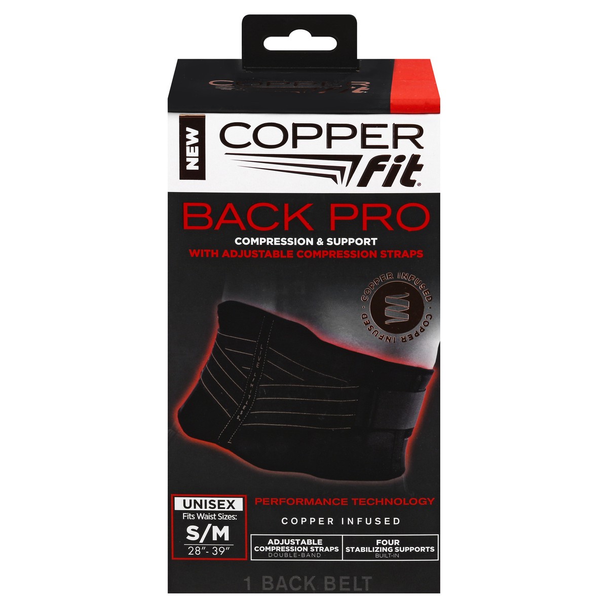 slide 1 of 9, Copper Fit Back Pro Unisex Small/Medium Back Belt 1 ea, 1 ct