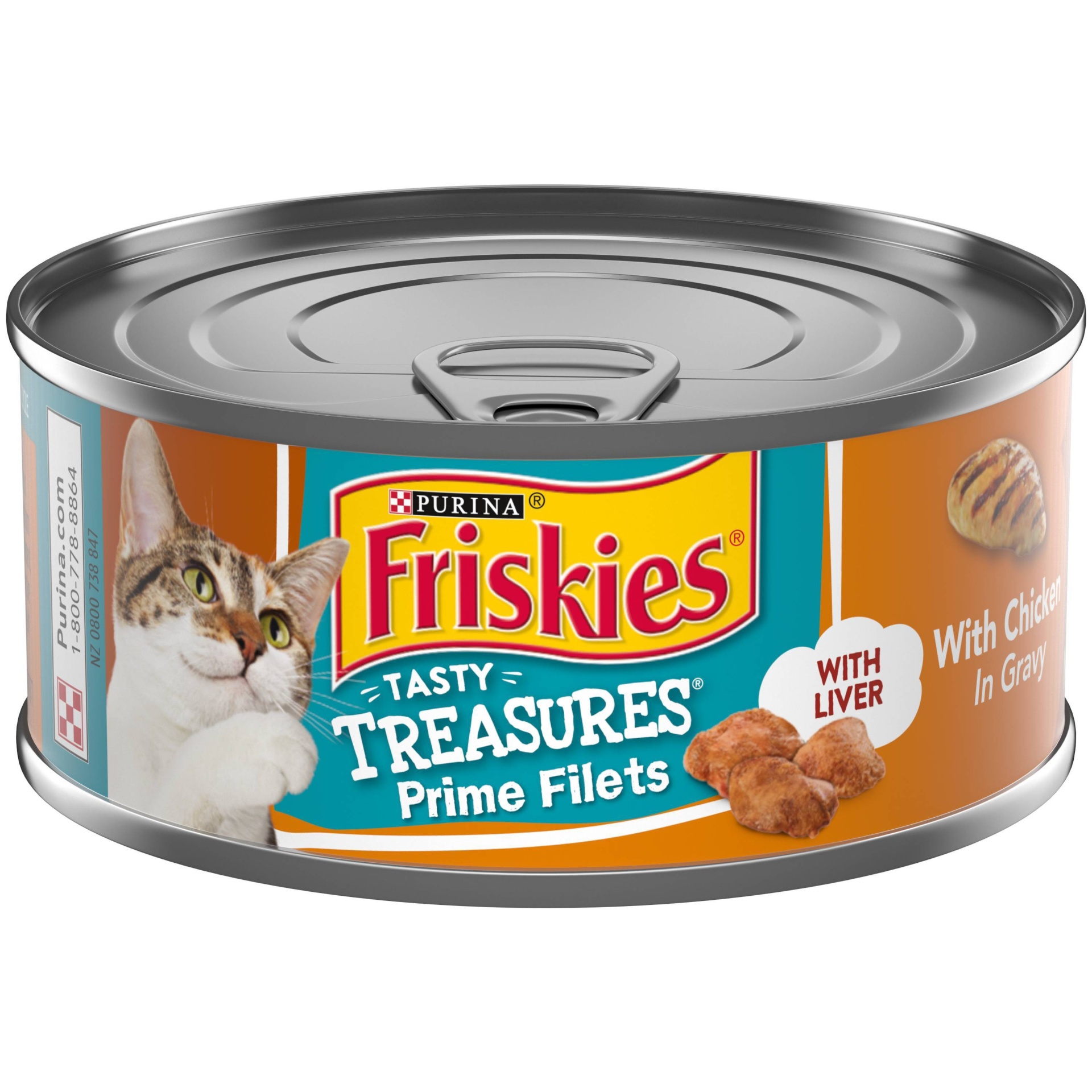 slide 1 of 7, Friskies Tasty Treasures With Chicken And Liver In Gravy Adult Wet Cat Food, 5.5 oz