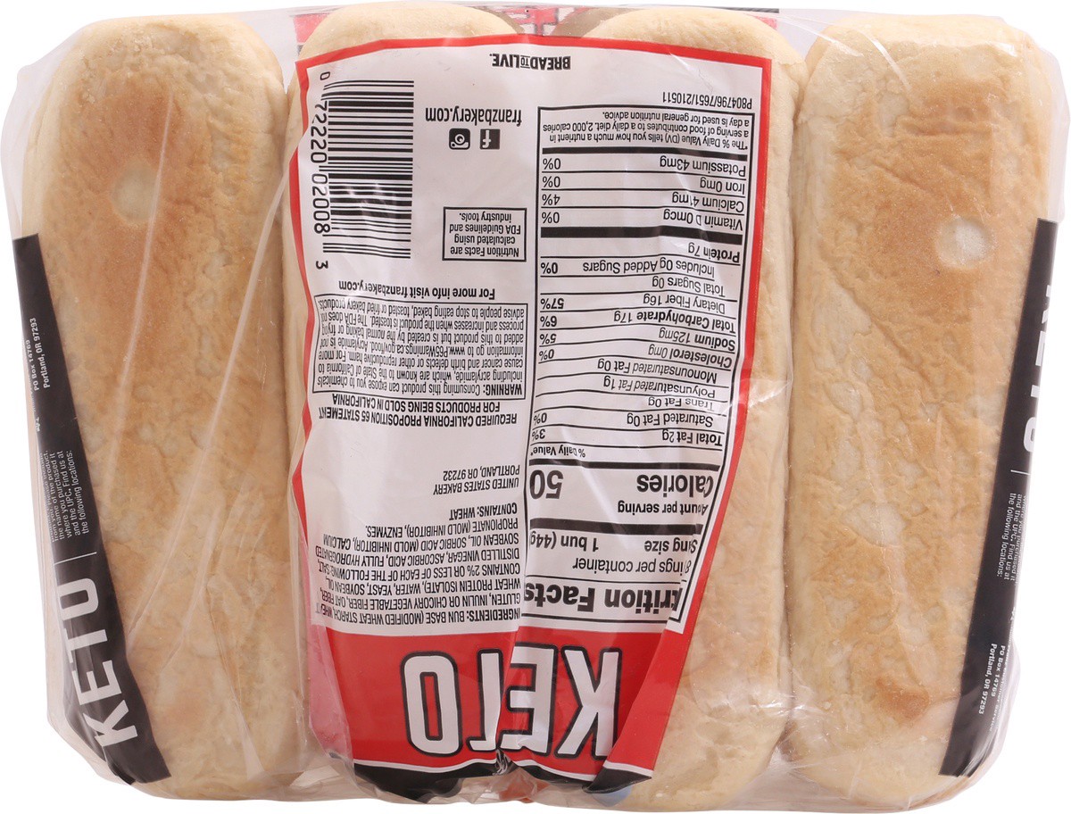 slide 5 of 9, Franz Keto Hot Dog Buns 8 ea Bag, 8 ct