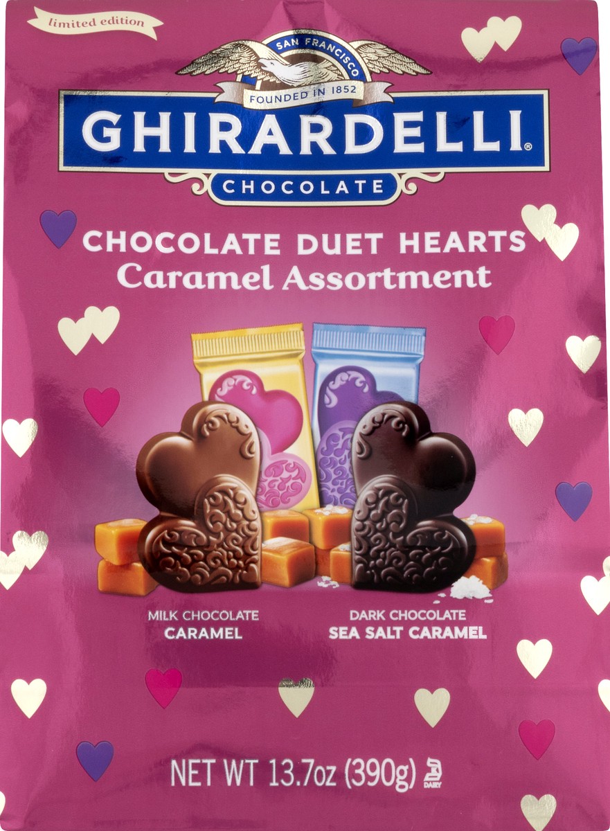 slide 10 of 11, Ghirardelli Limited Edition Duet Hearts Caramel Chocolate 13.7 oz, 13.7 oz