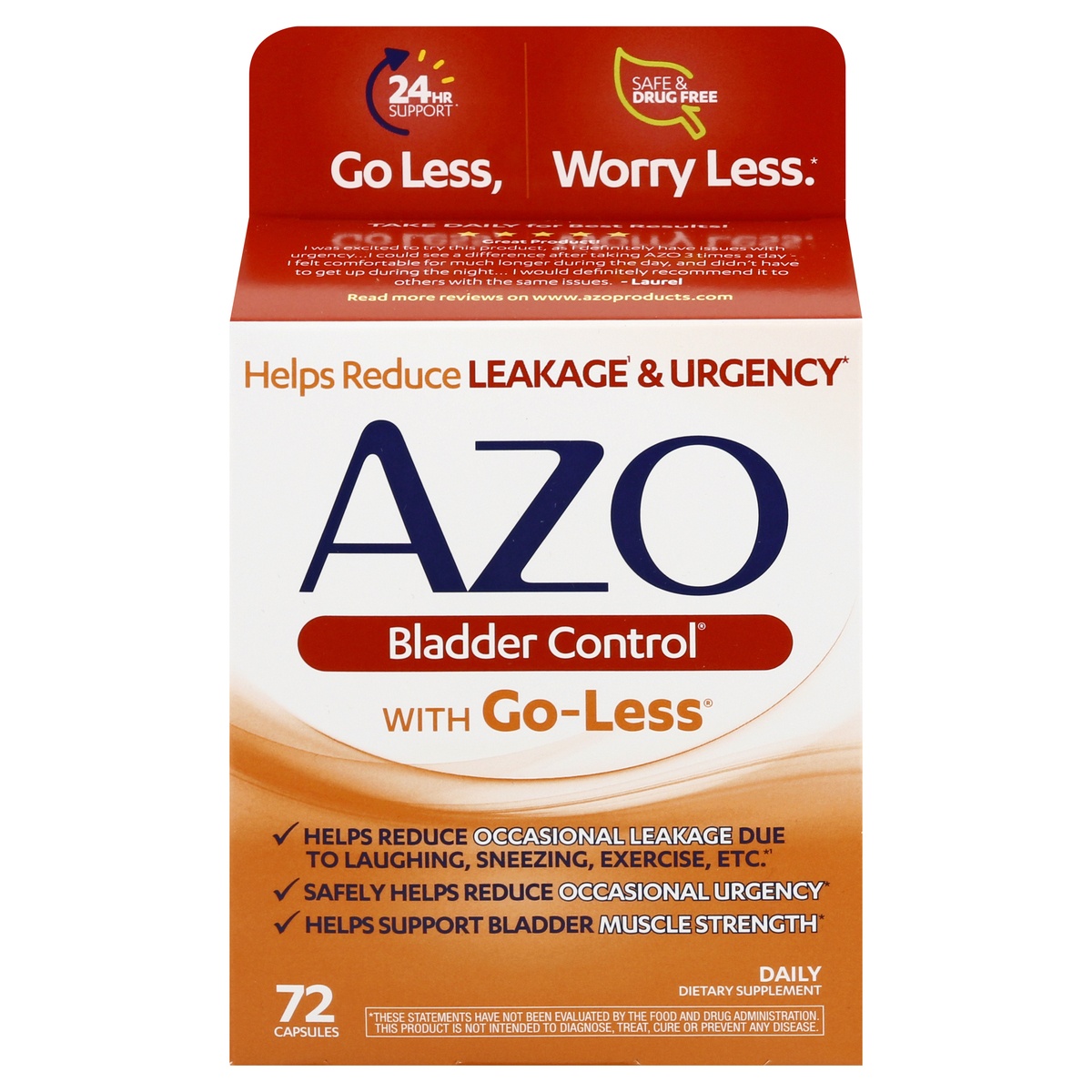 slide 1 of 1, Azo Bladder Control With Go-Less Capsules, 72 ct