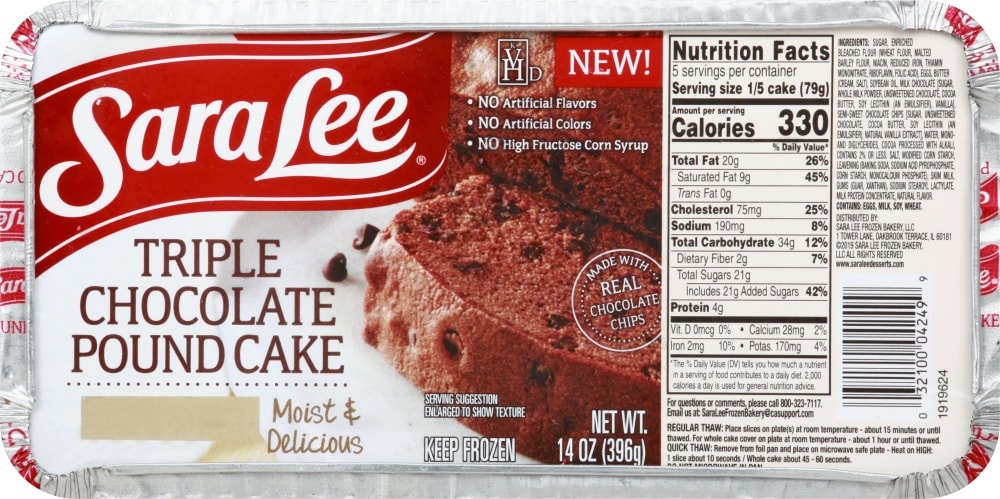 slide 1 of 1, Sara Lee Tripple Chocolate Pound Cake, 14 oz