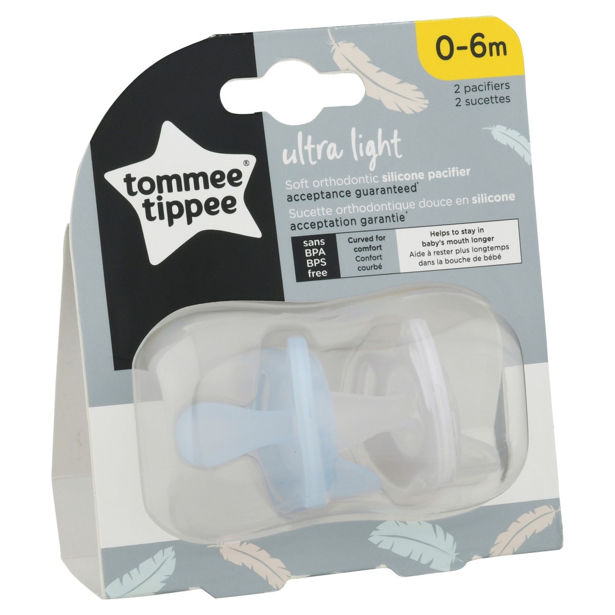 slide 3 of 9, Tommee Tippee 0-6M Ultra Light Silicone Pacifier 2 ea, 2 ct