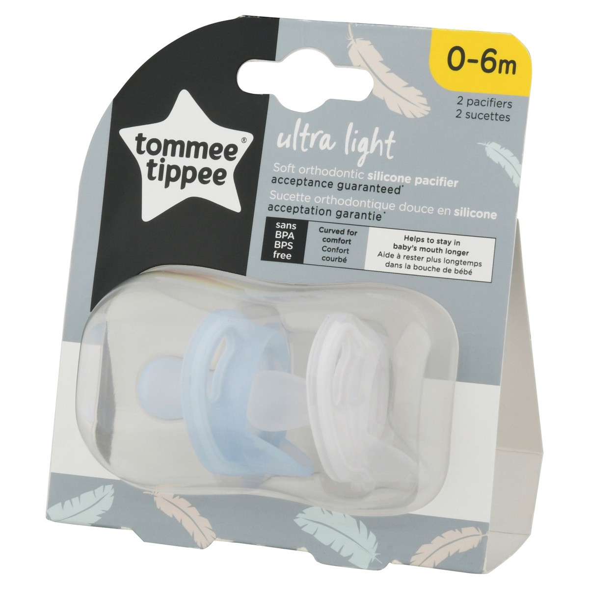 slide 9 of 9, Tommee Tippee 0-6M Ultra Light Silicone Pacifier 2 ea, 2 ct