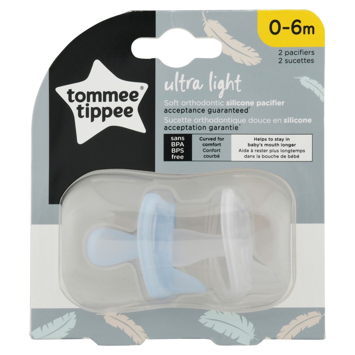 slide 1 of 9, Tommee Tippee 0-6M Ultra Light Silicone Pacifier 2 ea, 2 ct