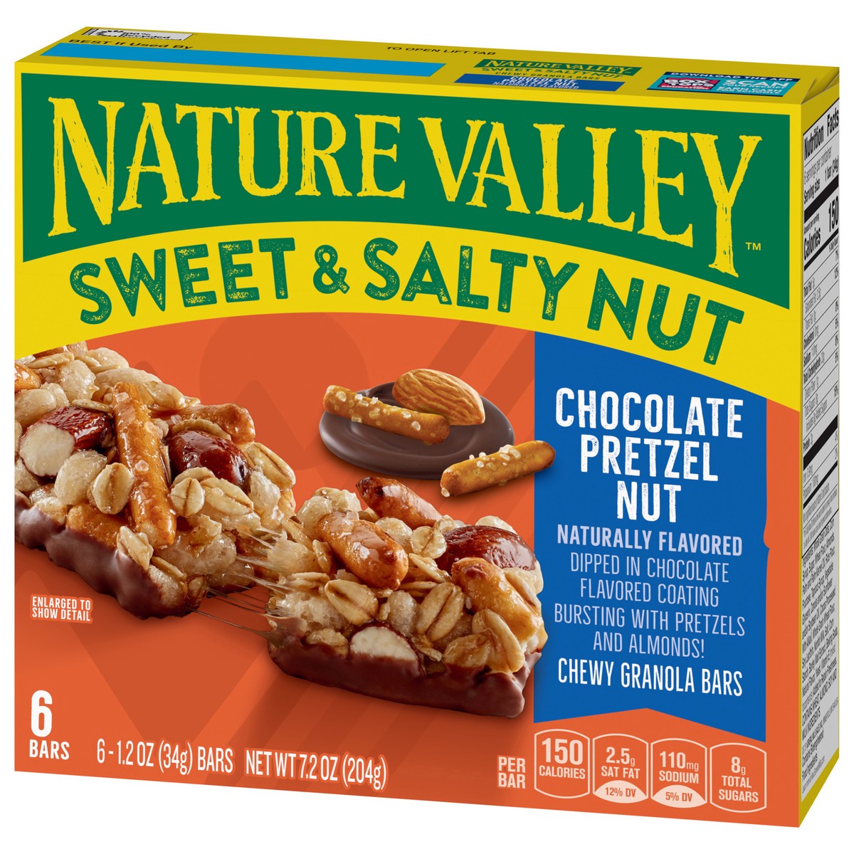 slide 11 of 13, Nature Valley Granola Bars, Sweet and Salty Nut, Chocolate Pretzel, 6 ct, 6 ct; 1.2 oz
