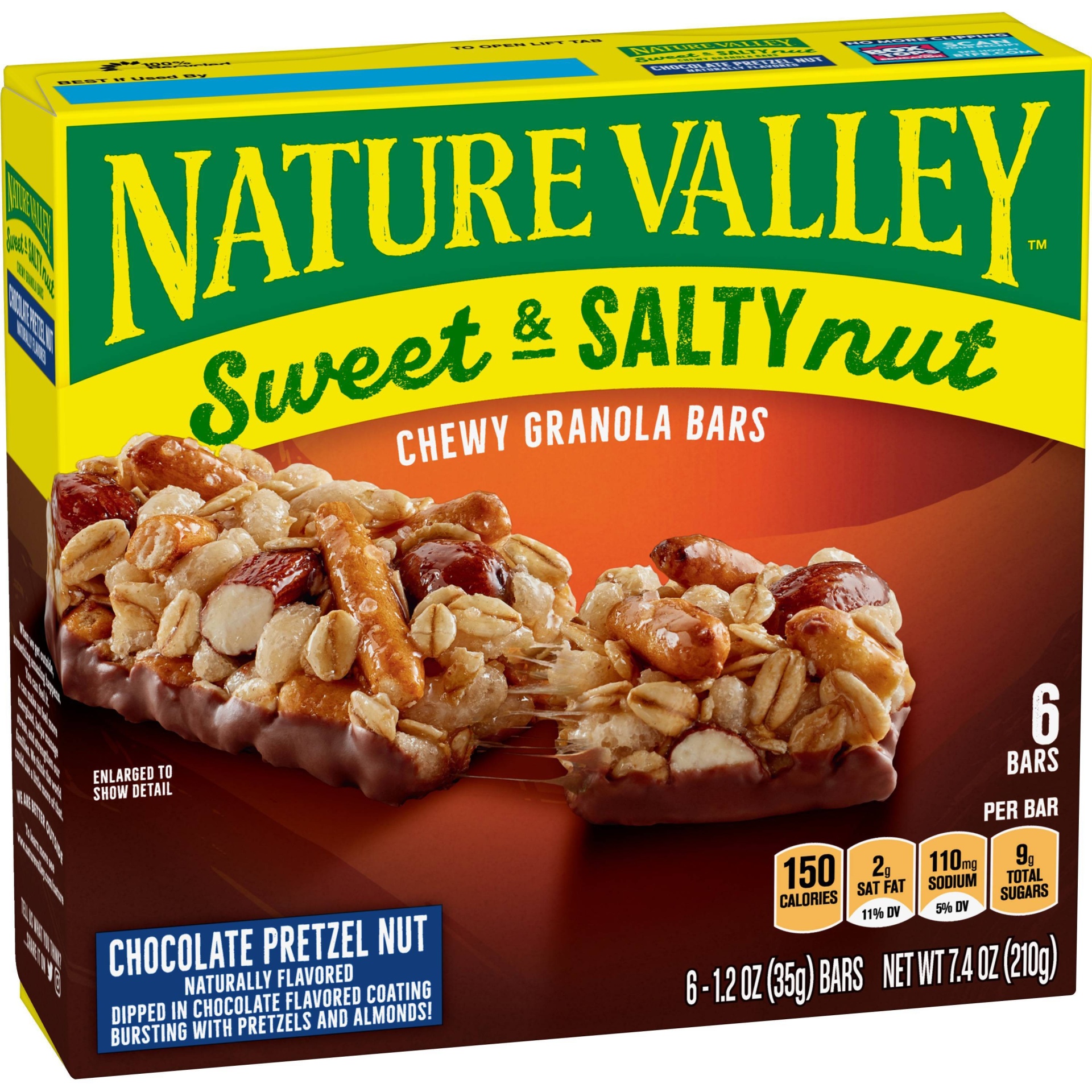 slide 1 of 8, Nature Valley Sweet & Salty Chocolate Pretzel Nut Granola Bars, 6 ct; 1.2 oz