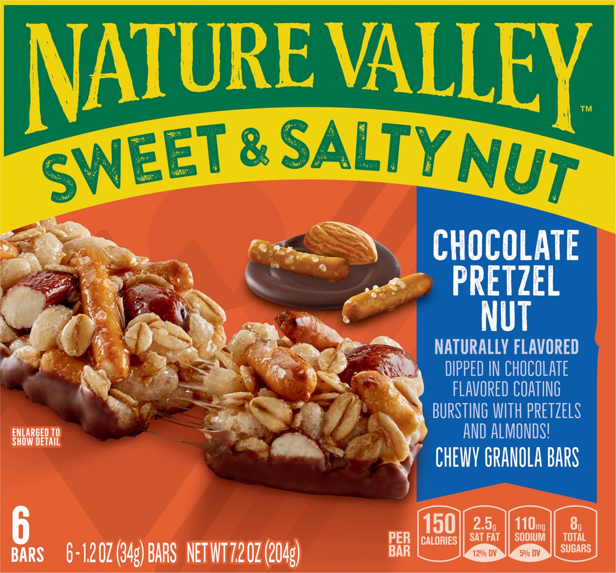 slide 4 of 13, Nature Valley Granola Bars, Sweet and Salty Nut, Chocolate Pretzel, 6 ct, 6 ct; 1.2 oz