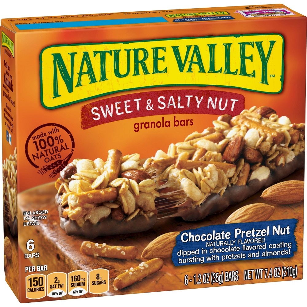slide 7 of 8, Nature Valley Sweet & Salty Chocolate Pretzel Nut Granola Bars, 6 ct; 1.2 oz