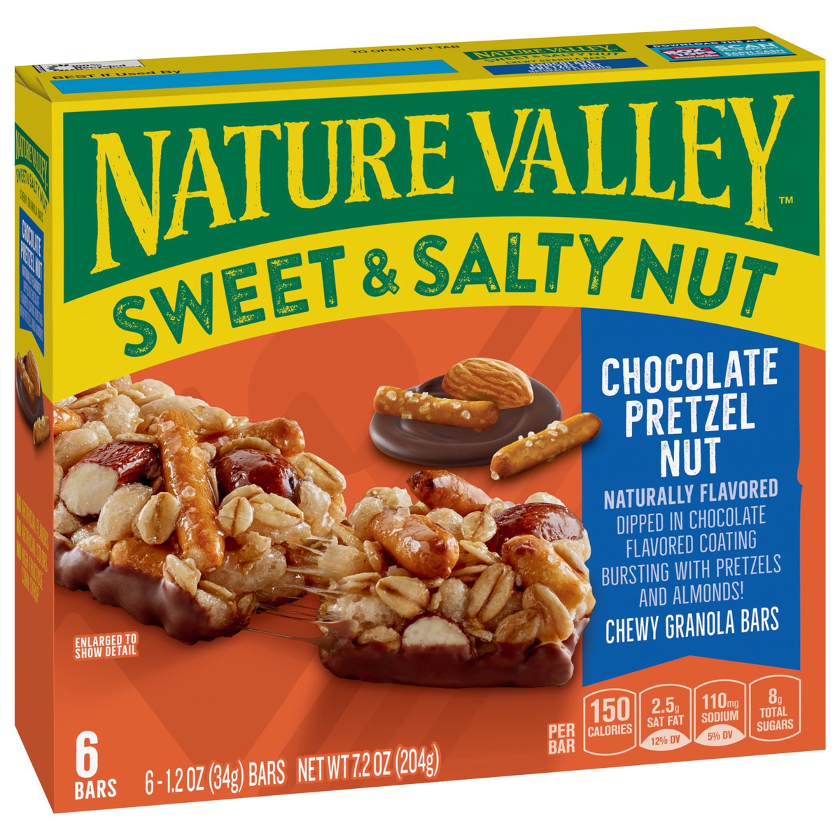 slide 8 of 13, Nature Valley Granola Bars, Sweet and Salty Nut, Chocolate Pretzel, 6 ct, 6 ct; 1.2 oz