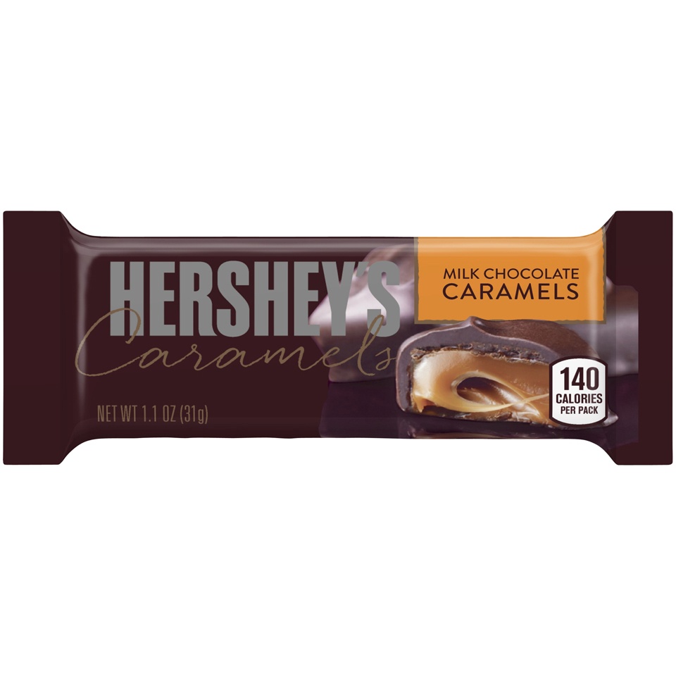 slide 1 of 1, Hershey's Milk Chocolate Caramels, 1.1 oz