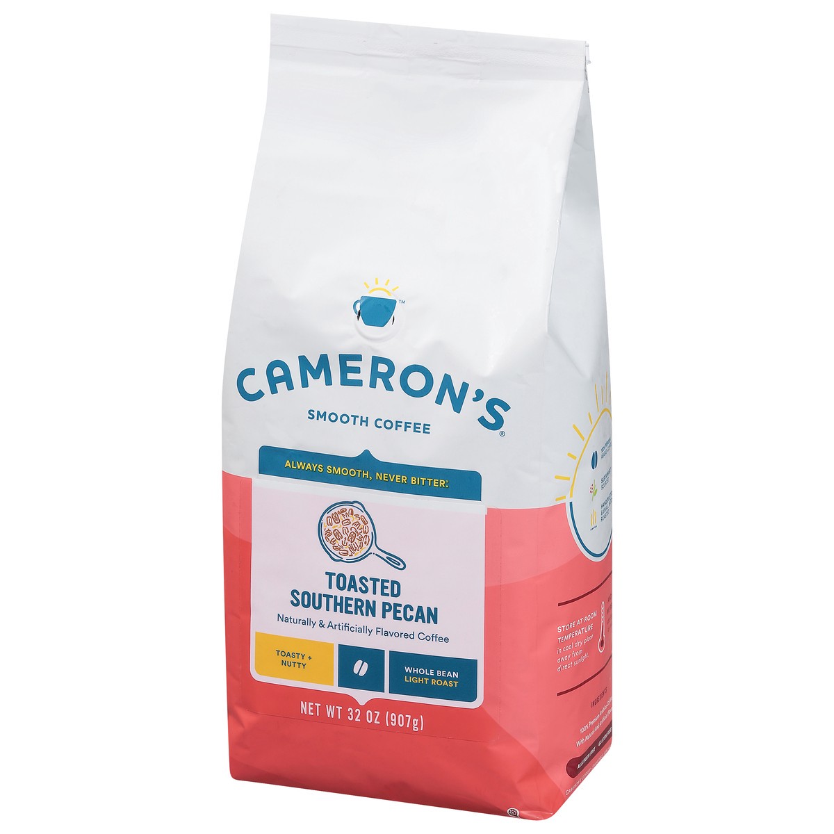 slide 10 of 10, Cameron's Light Roast Whole Bean Smooth Toasted Southern Pecan Coffee 32 oz, 2 lb