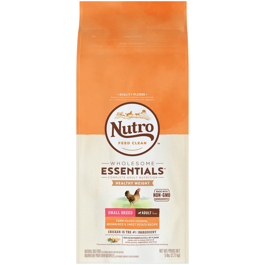 slide 1 of 1, Nutro Wholesome Essentials Healthy Weight Farm-Raised Chicken, Brown Rice & Sweet Potato Dry Small Breed Dog Food, 5 lb