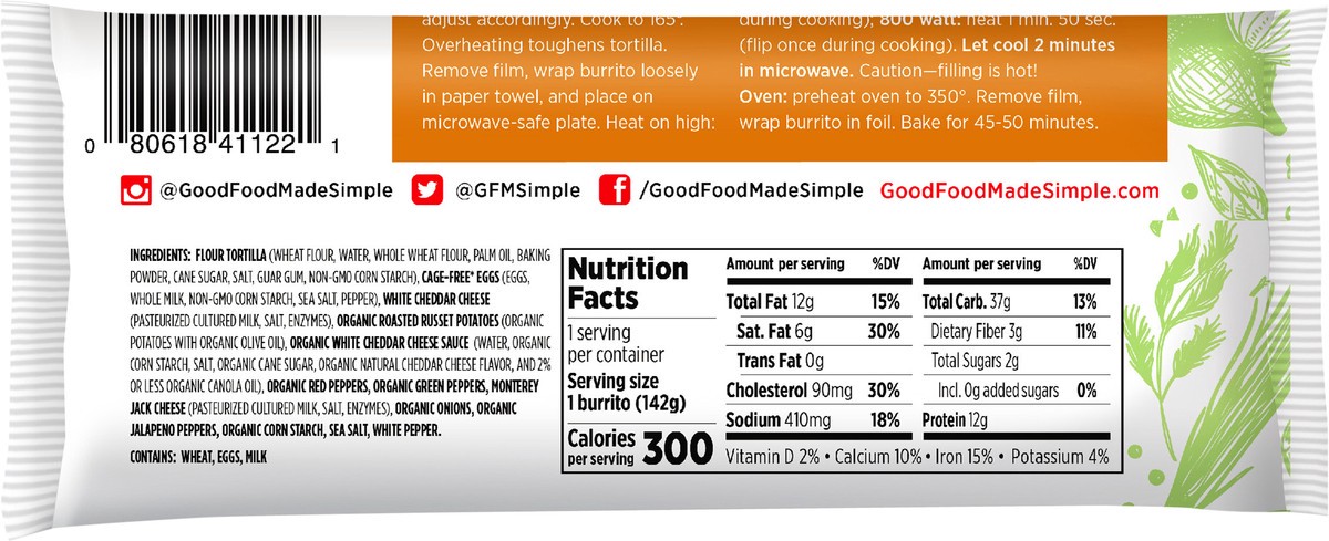 slide 2 of 3, Good Food Made Simple Cheese & Veggies Breakfast Burrito, 5 oz