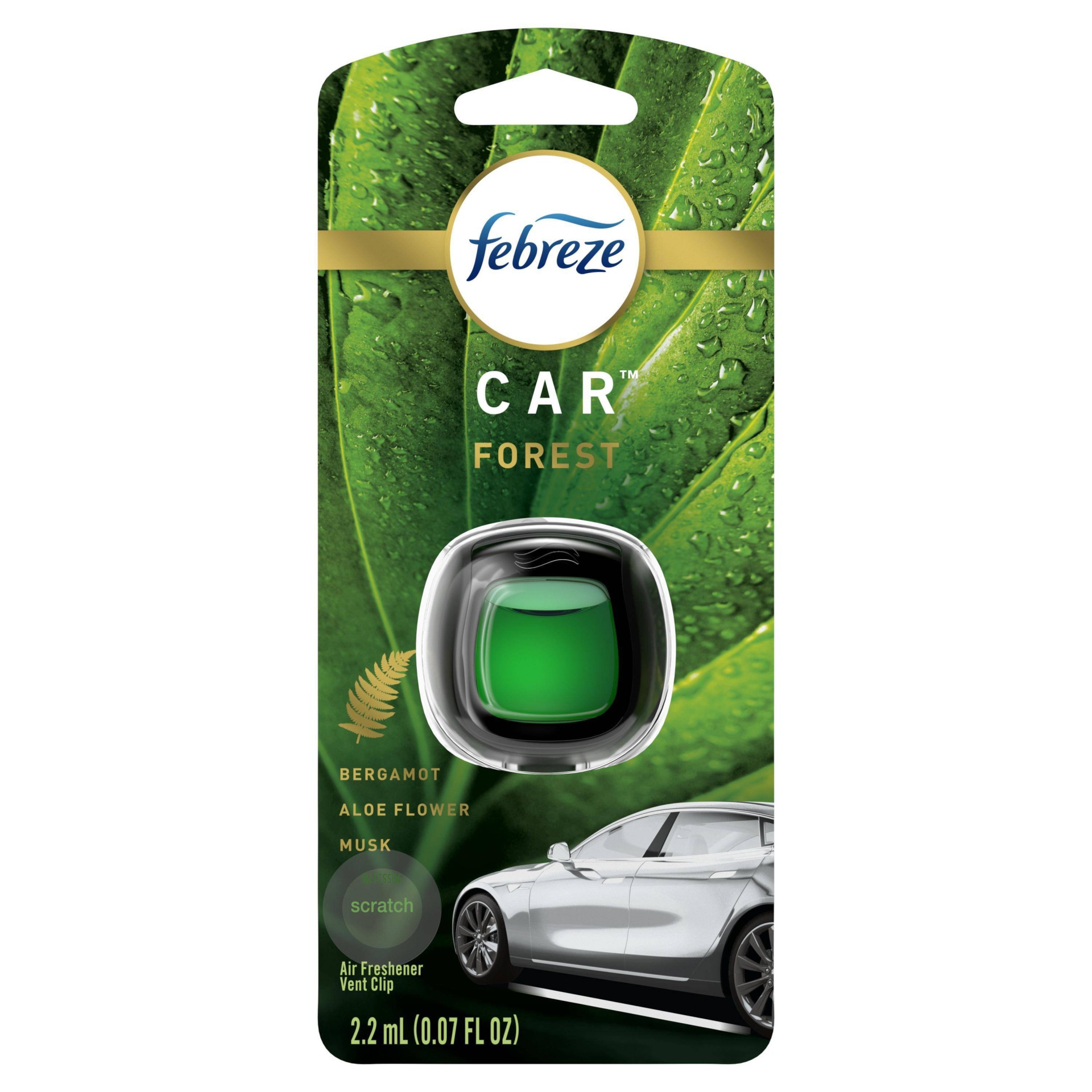 slide 1 of 1, Febreze Car Odor-Eliminating Air Freshener Vent Clip - Forest, 0.07 fl oz