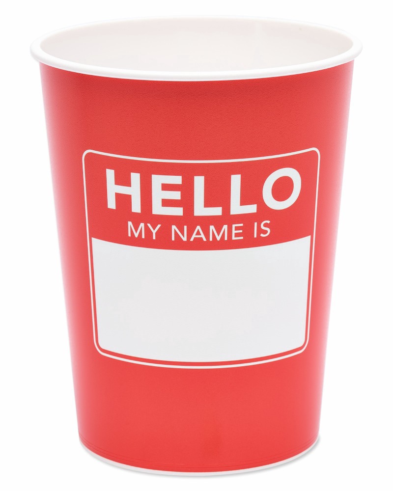 slide 1 of 1, American Greetings 16 oz. Plastic Cups, Hello My Name Is (8-Count), 8 CT, 8 ct
