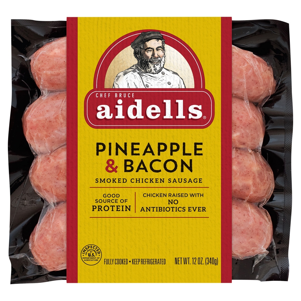 slide 1 of 4, Aidells Pineapple & Bacon Smoked Chicken Sausage, 