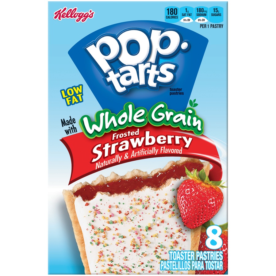 slide 1 of 1, Kellogg's Poptarts Whole Grain Frosted Strawberry Toaster Pastries, 8 ct; 14.1 oz