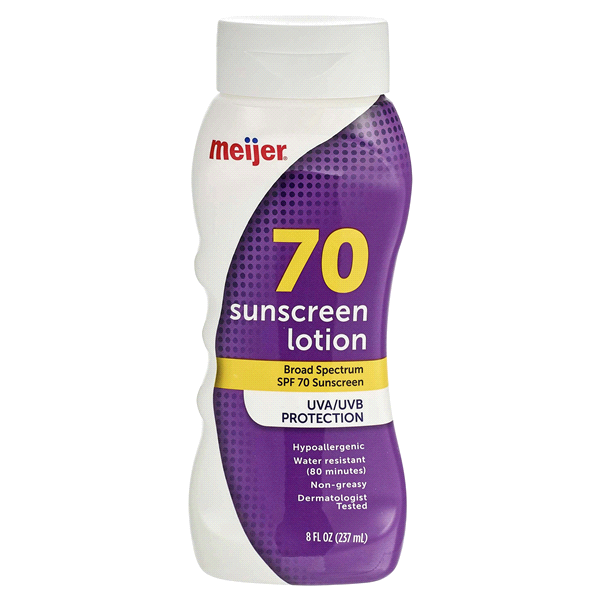 slide 1 of 1, Meijer SPF 70 Sunscreen Lotion, 8 fl oz