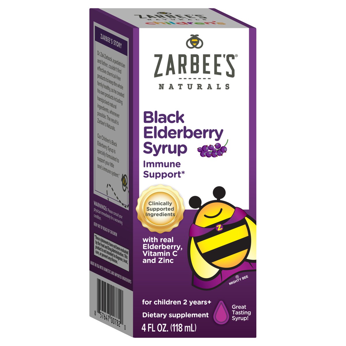 slide 2 of 8, Zarbee's Naturals Children's Elderberry Syrup, 4 fl oz
