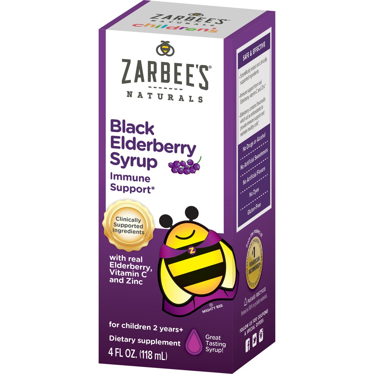 slide 3 of 8, Zarbee's Naturals Children's Elderberry Syrup, 4 fl oz