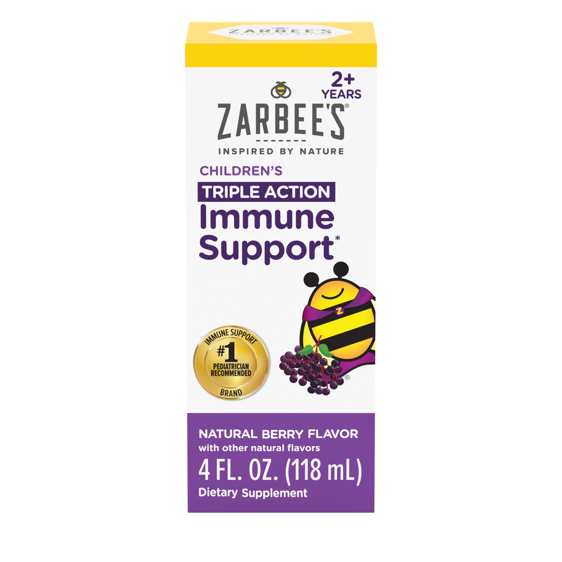 slide 1 of 8, Zarbee's Naturals Elderberry Syrup for Kids, Daily Immune Support with Vitamin C & Zinc, Childrens Liquid Supplement, Natural Berry Flavor, 4 fl oz, 4 fl oz